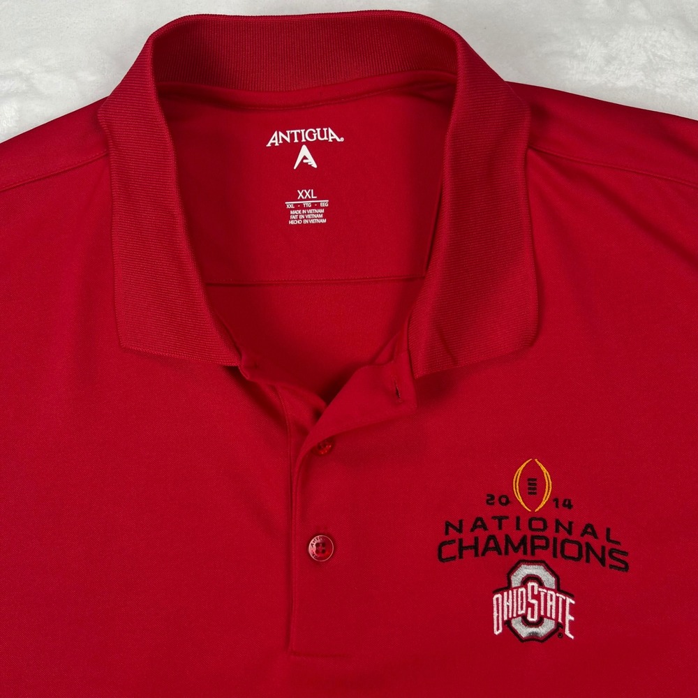 Antigua Ohio State Buckeyes 2014 National Champions Polo Shirt Red Mens XXL